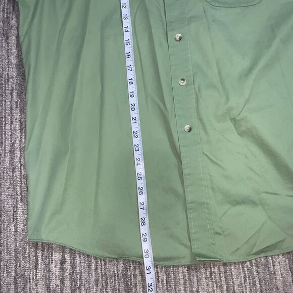 Vintage Y2K L.L. Bean Men's Large Wrinkle Resistant Green Long Sleeve Dress Shir - Picture 4 of 5